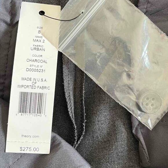 NWT Classic Theory Charcoal Gray Max 2 Urban Mid Rise Trousers Size 8 - Picture 5 of 14